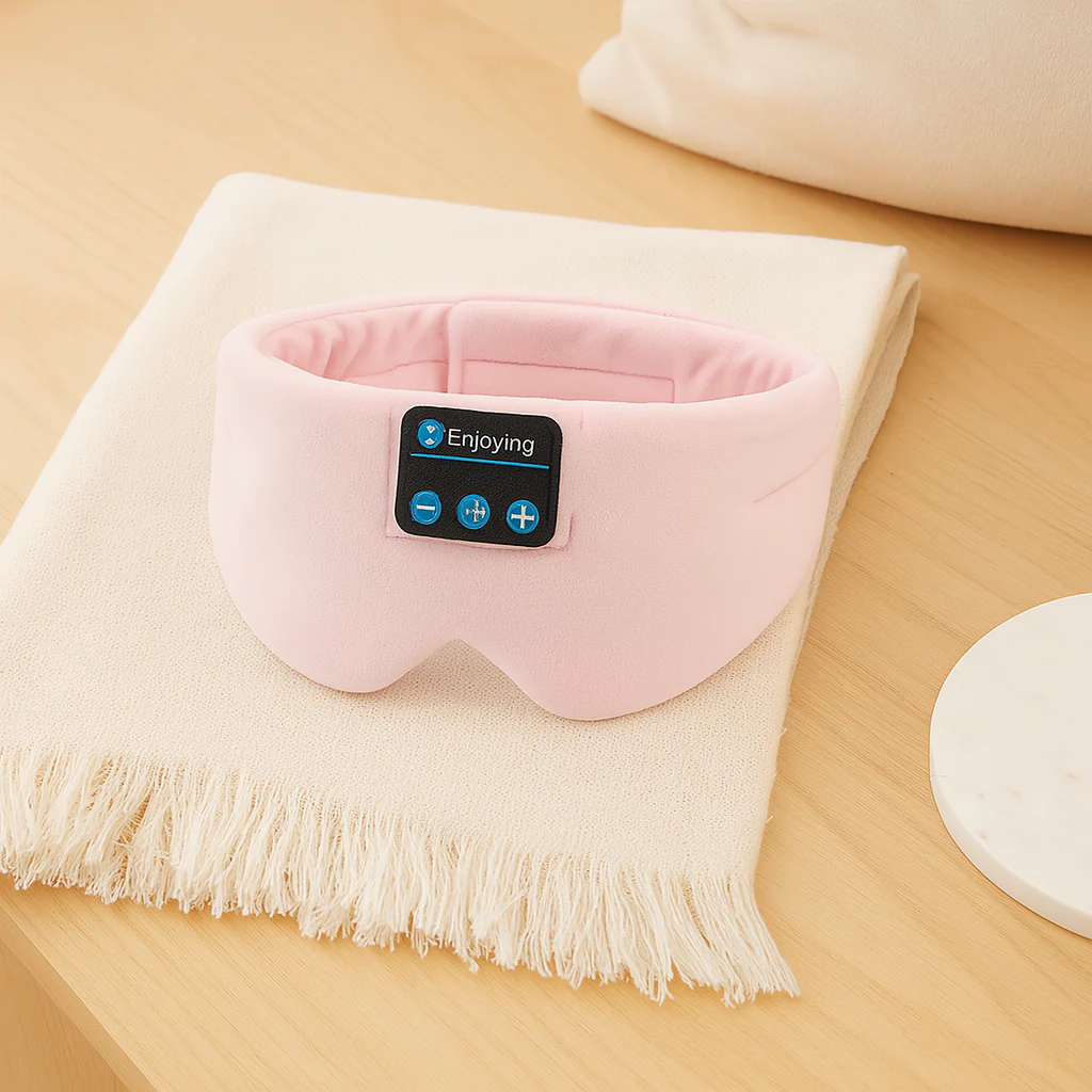 3D Musik-Schlafmaske – Eisfaser, Null-Druck, 100 % Lichtblockierung mit Kopfhörern & Etui - Image 2