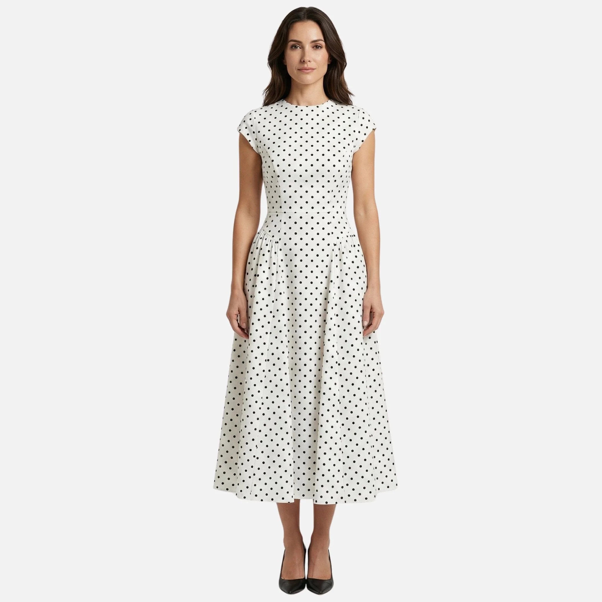 Ida | Damen A-Linien Midikleid Tupfenmuster – Polka Dot A-Linie Midi