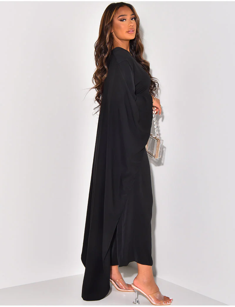 Aaliyah – Damen Fließendes Maxikleid Mit Weiten Ärmeln