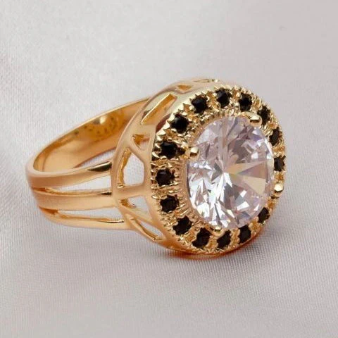Abgerundeter Ring aus weißem und schwarzem Glas