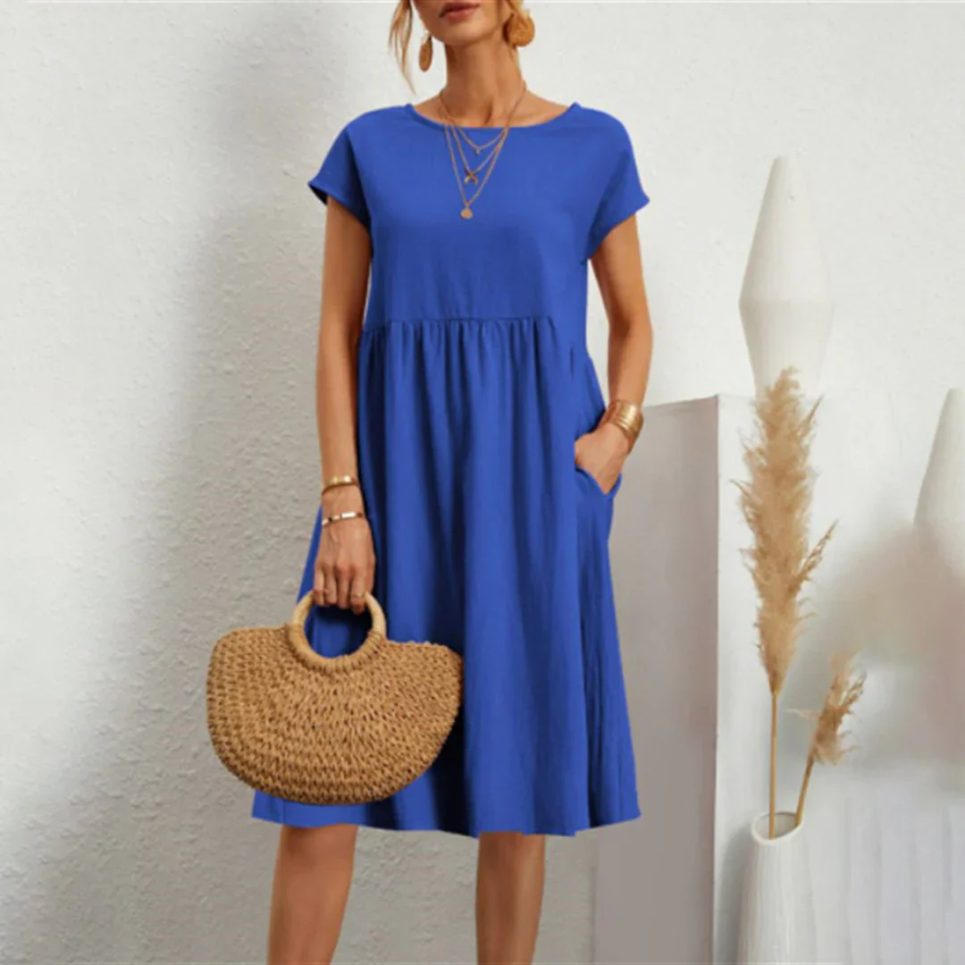 Abitha – Lässiges Baumwollkleid mit A-Linien-Tasche - Image 10