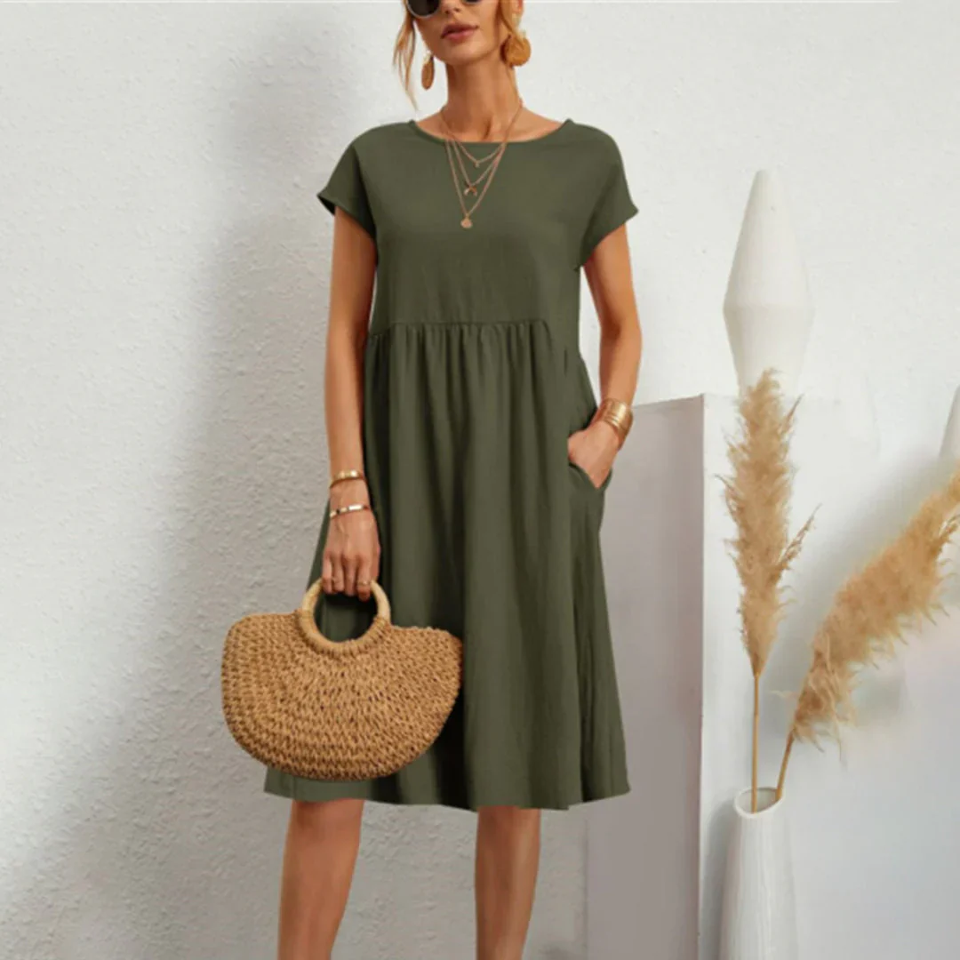 Abitha – Lässiges Baumwollkleid mit A-Linien-Tasche - Image 11