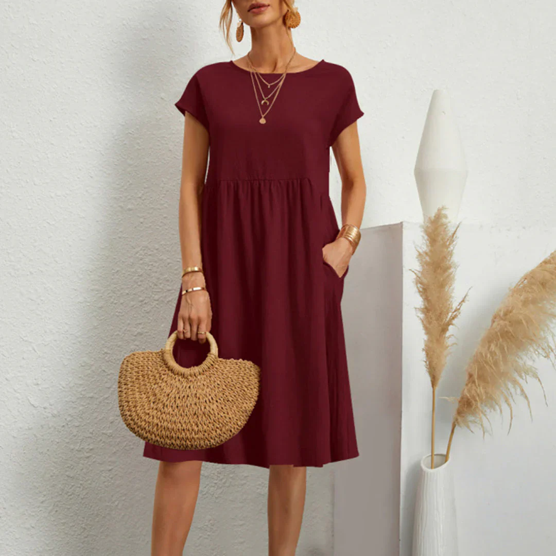Abitha – Lässiges Baumwollkleid mit A-Linien-Tasche - Image 5