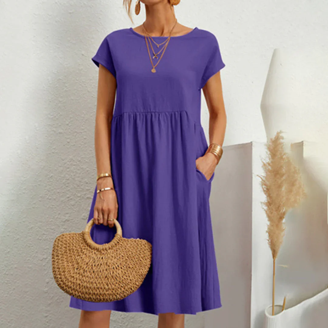 Abitha – Lässiges Baumwollkleid mit A-Linien-Tasche - Image 6