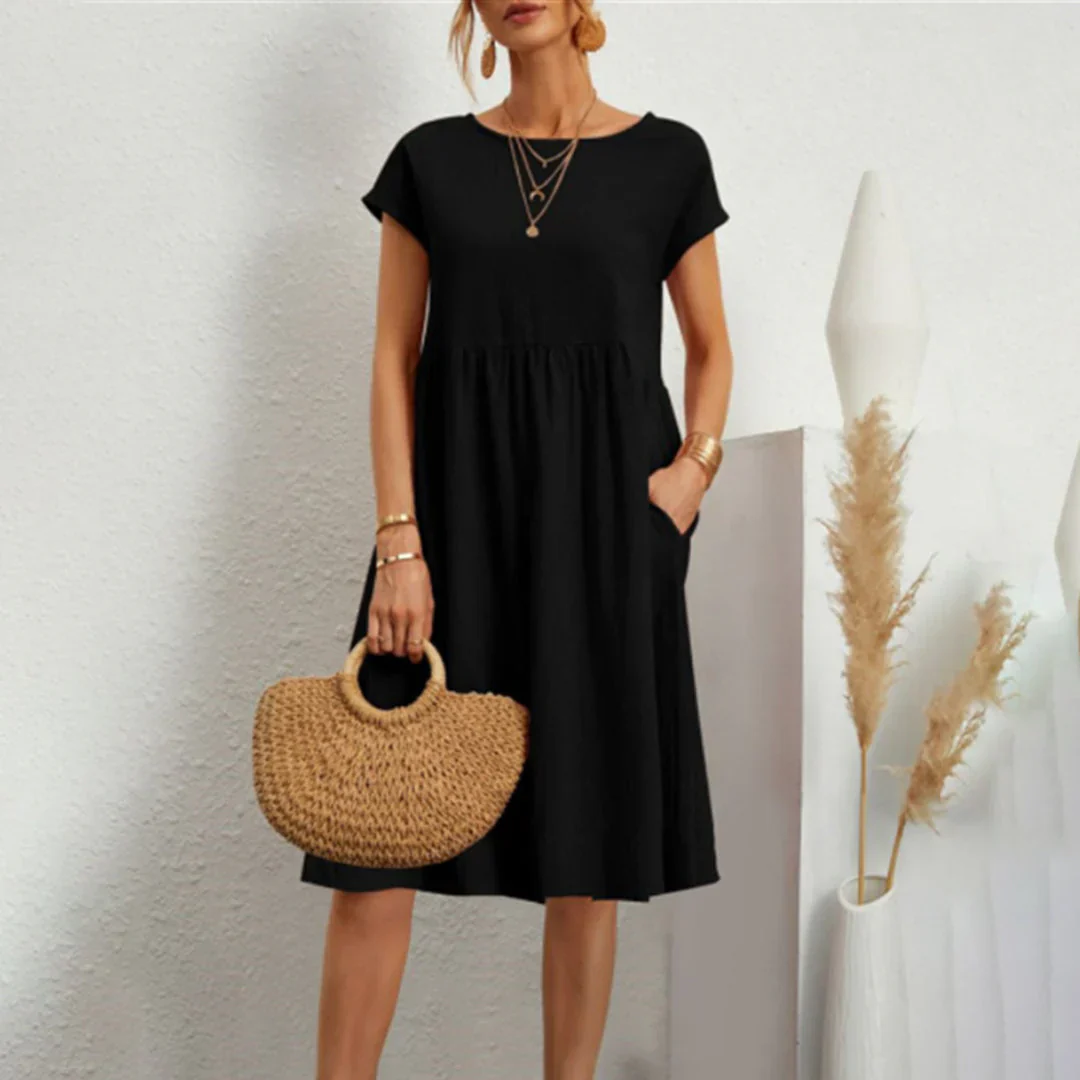 Abitha – Lässiges Baumwollkleid mit A-Linien-Tasche - Image 8