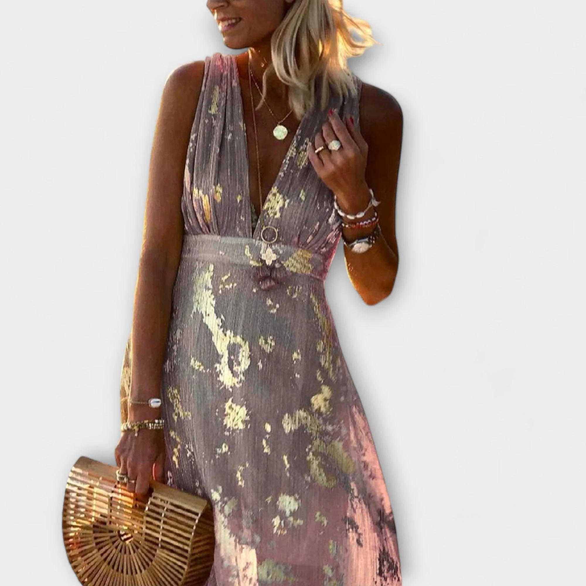 Almera – Leichtes Maxikleid mit goldenen Reflexen - Image 12
