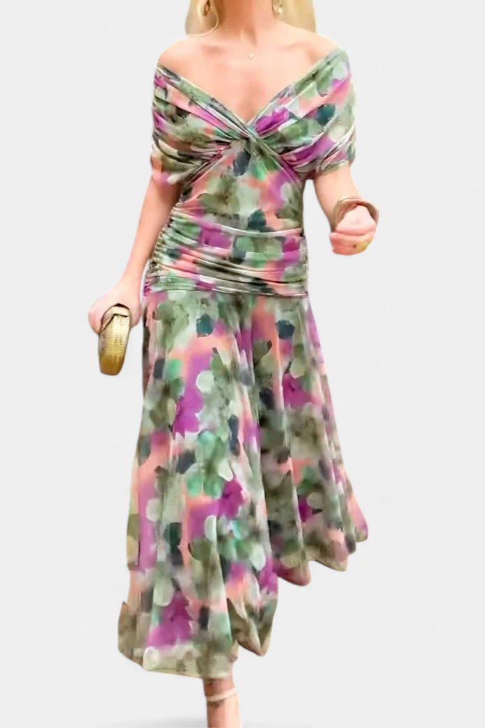 Alondra Maxikleid mit kreativem Blumenprint und V-Ausschnitt - Image 15