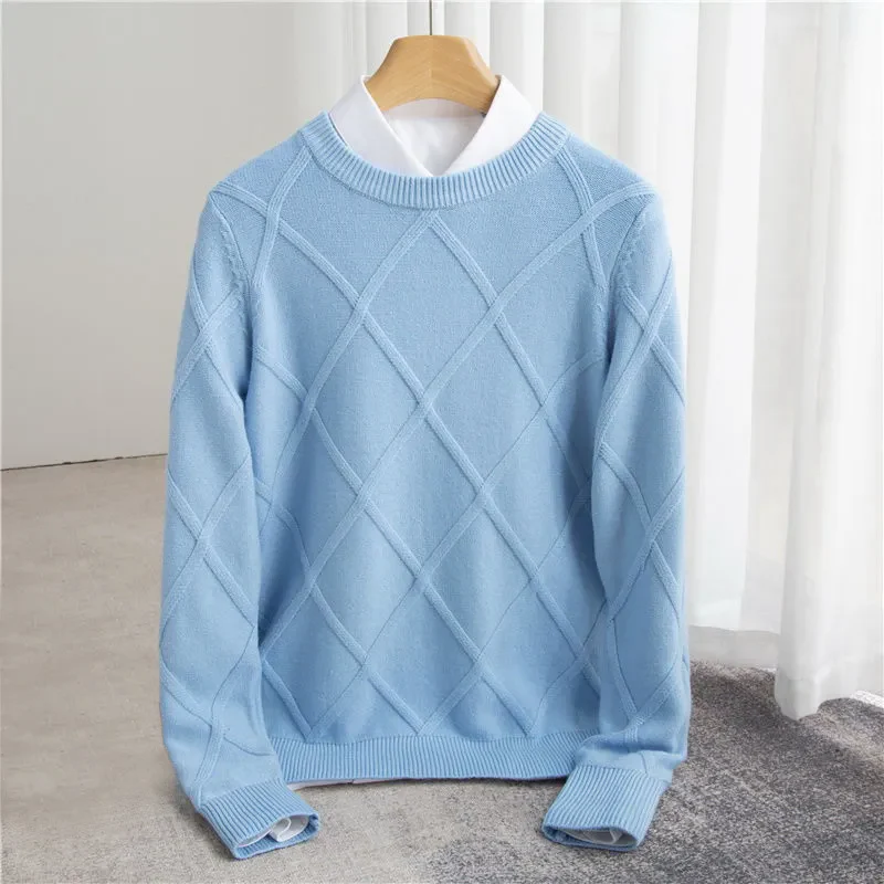Andrés – Klassischer strukturierter Herren Cashmere Pullover - Image 3
