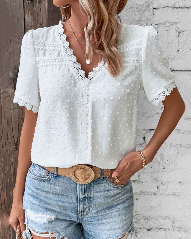 Angelika | Elegante V Ausschnitt bluse