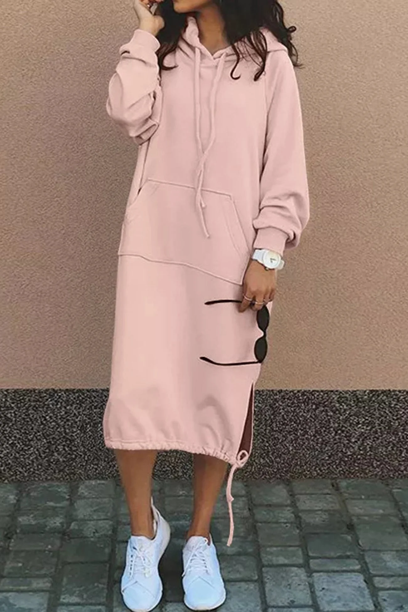 Angelika | Langes Kapuzenpullover Kleid