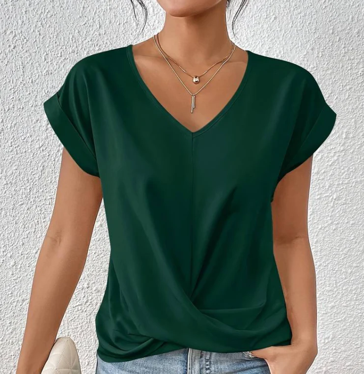 Angelika | Leichte Sommerbluse mit V Ausschnitt