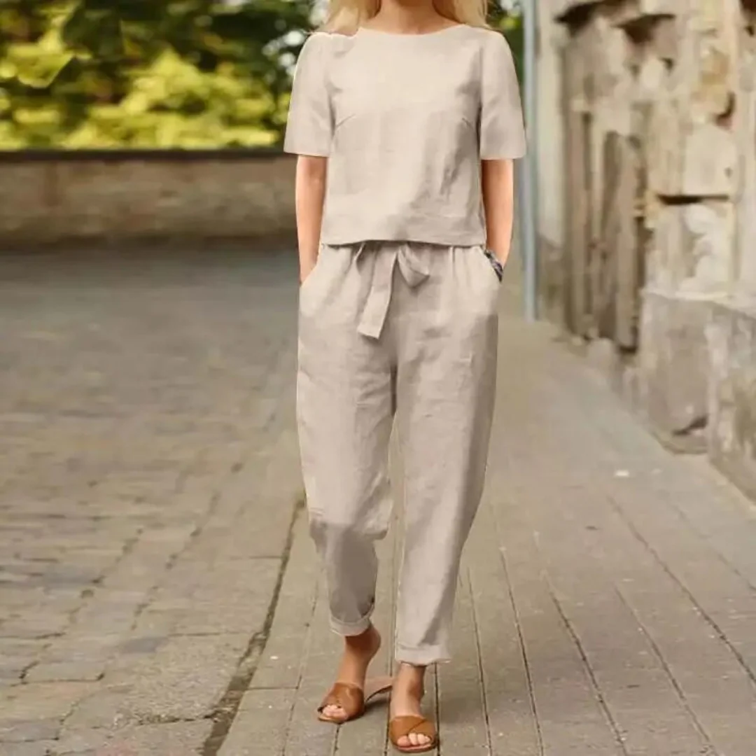 Anna – Lässiges Leinen Zweiteiliges Set