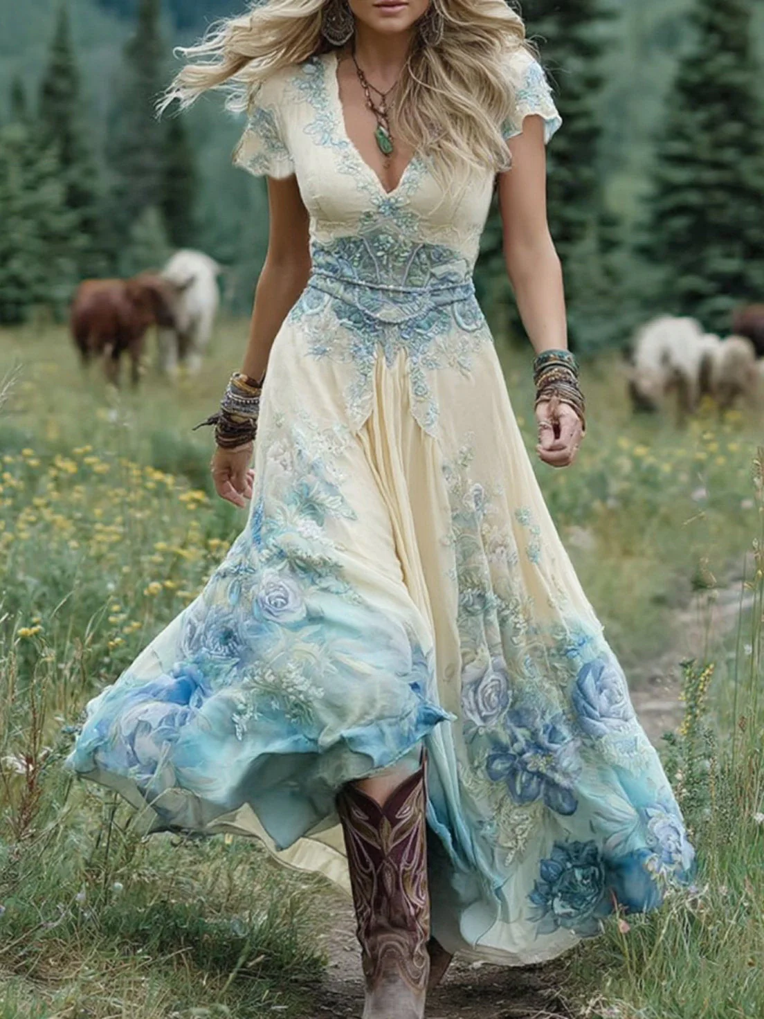 Anna | Maxikleid Damen bunt stilvoll und modisch - Image 3