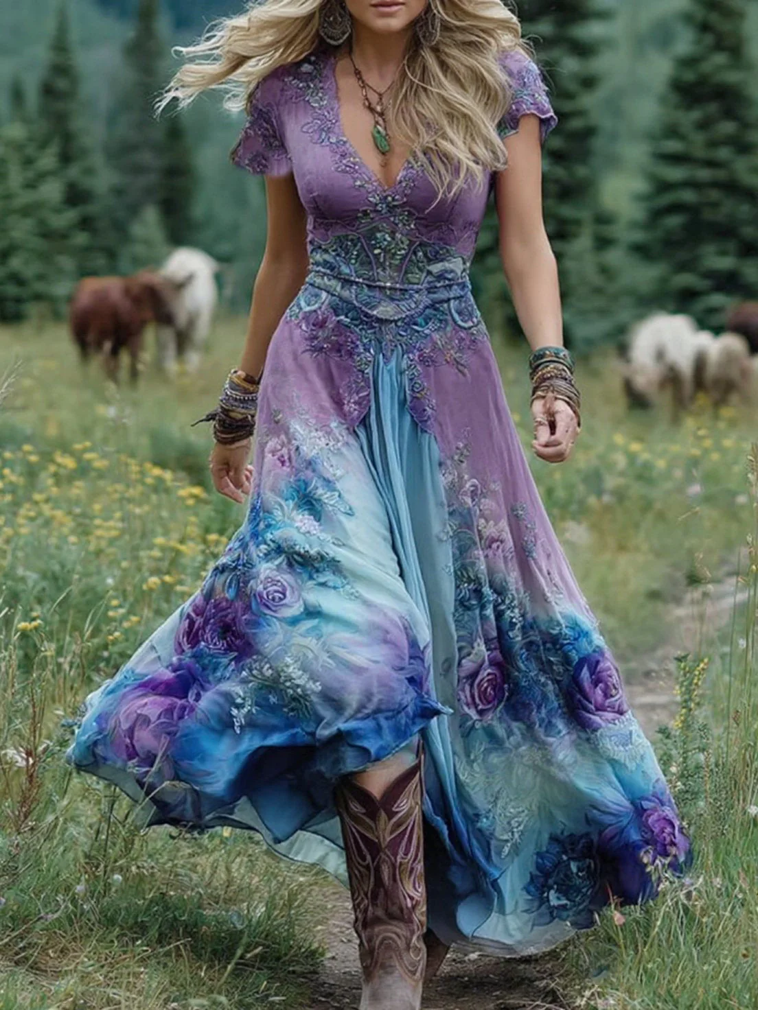 Anna | Maxikleid Damen bunt stilvoll und modisch - Image 4