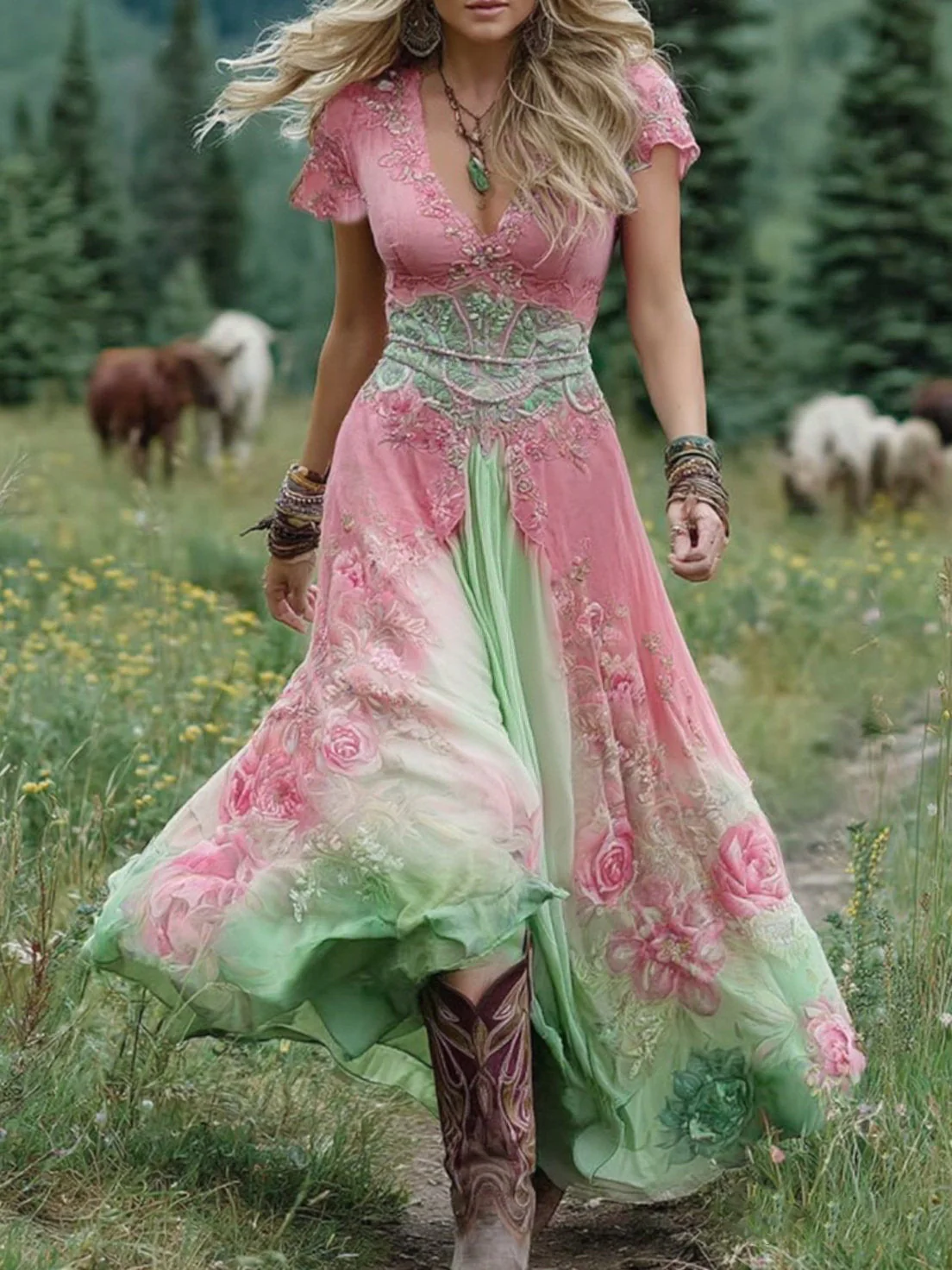 Anna | Maxikleid Damen bunt stilvoll und modisch - Image 6