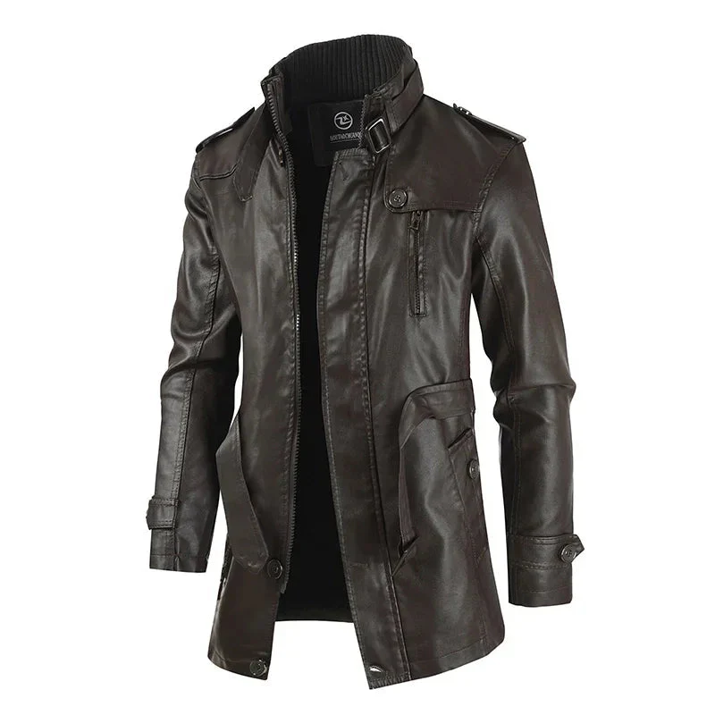 Anton® | Elegante lange Motorradjacke aus Leder