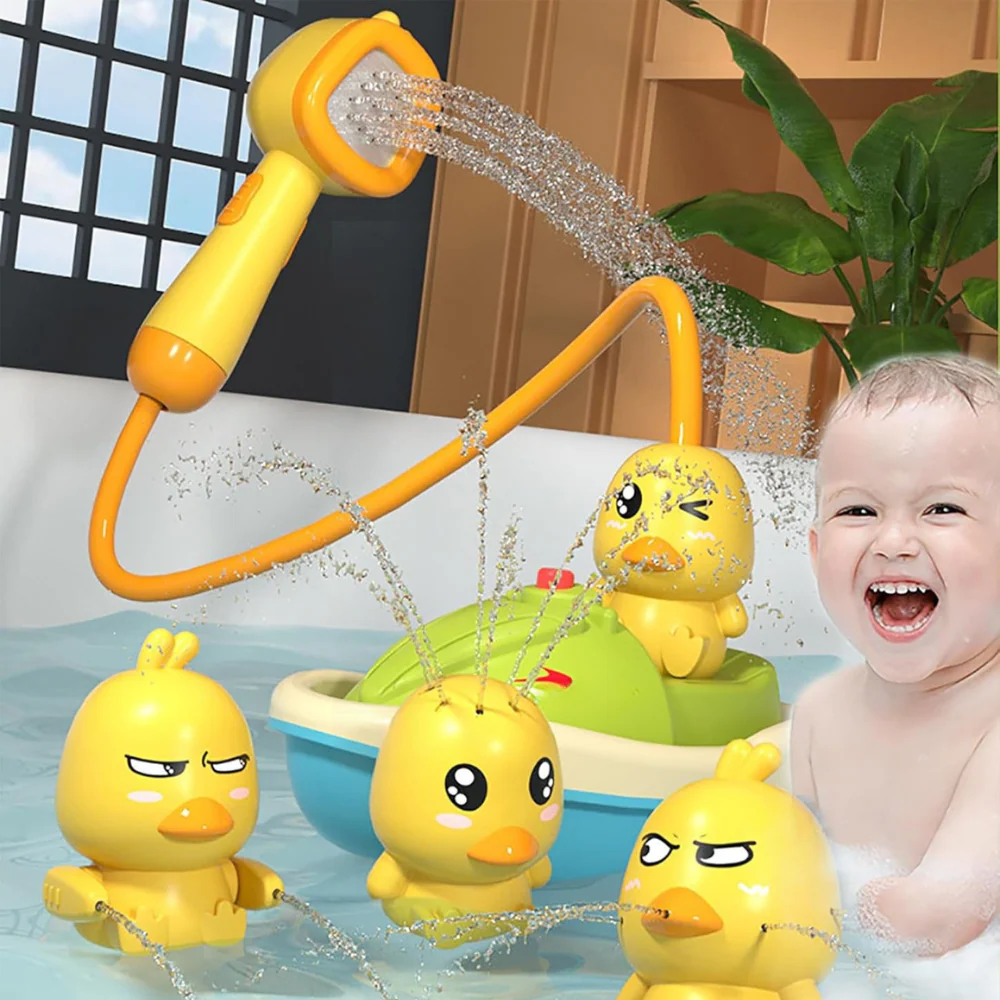 AquaTots | Badespielzeug-Set mit schwimmenden Enten und sanftem Wassersprüher für Kinder