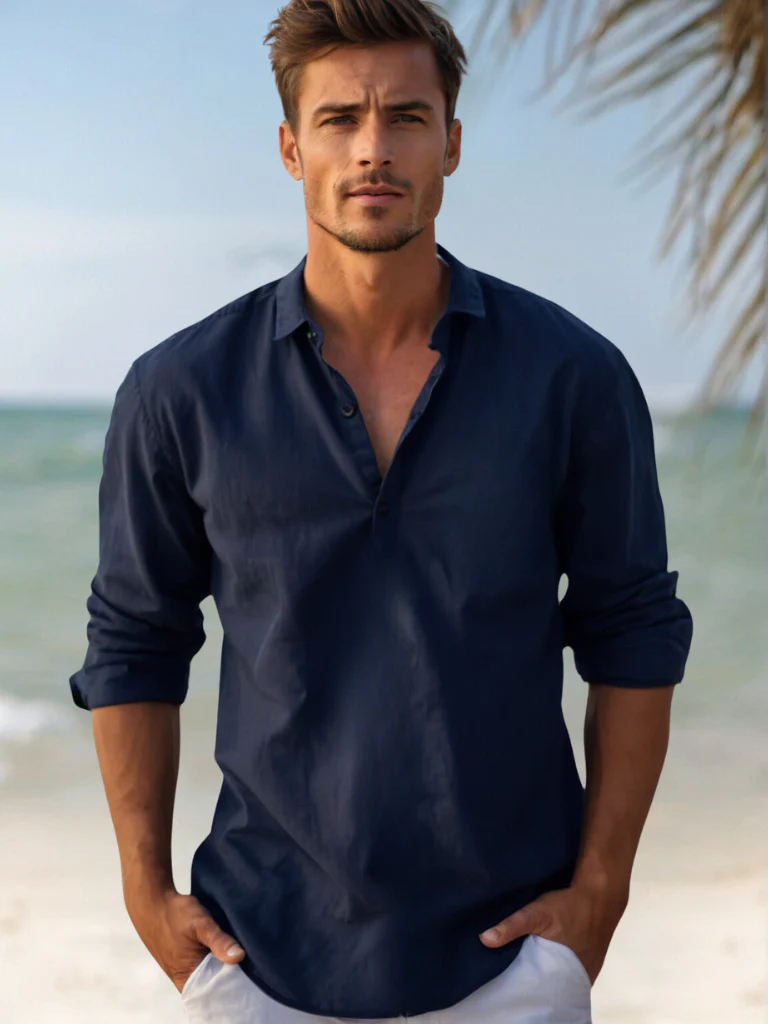 Atmungsaktives Herren Leinenhemd für Strand und Freizeit