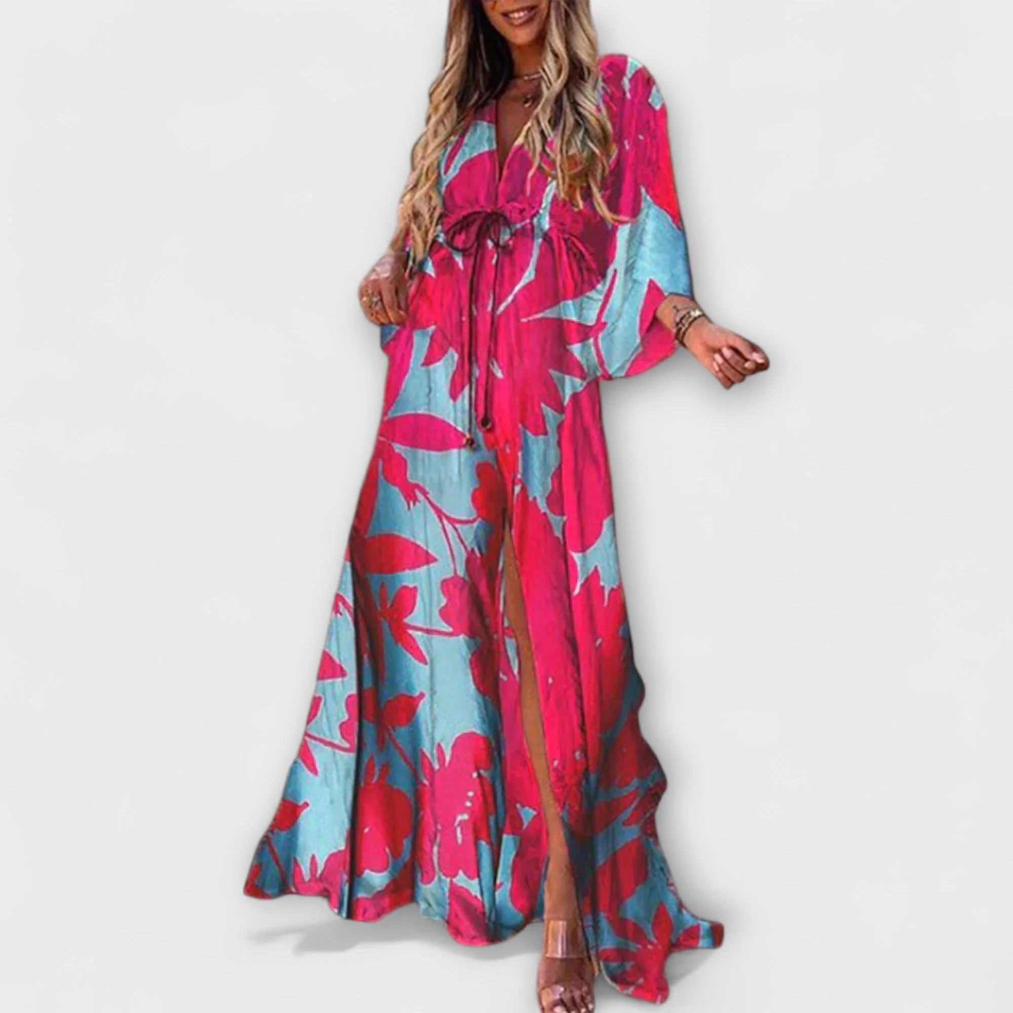 Aurina – Fließendes Maxikleid mit künstlerischem Print - Image 3