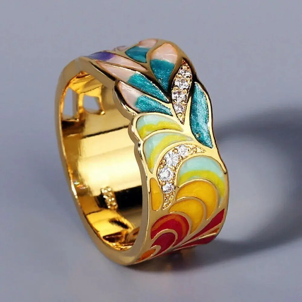 Aurora – Emaille-Kunstwerk in Gold