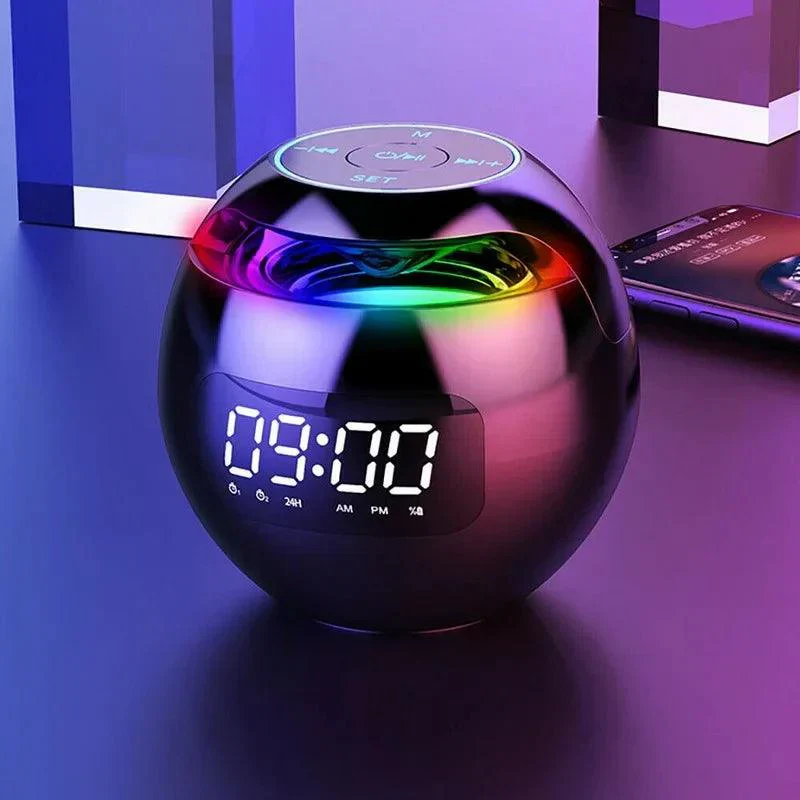 Avelena | Kugel Lautsprecher Wecker | Bluetooth 5.0 | LED Nachtlicht | 2200 mAh Akku