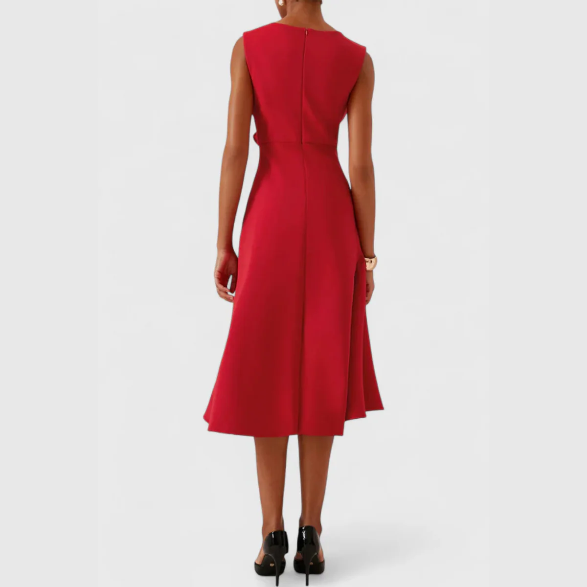 Beatrice Damen Drapiertes Asymmetrisches Midikleid - Image 4
