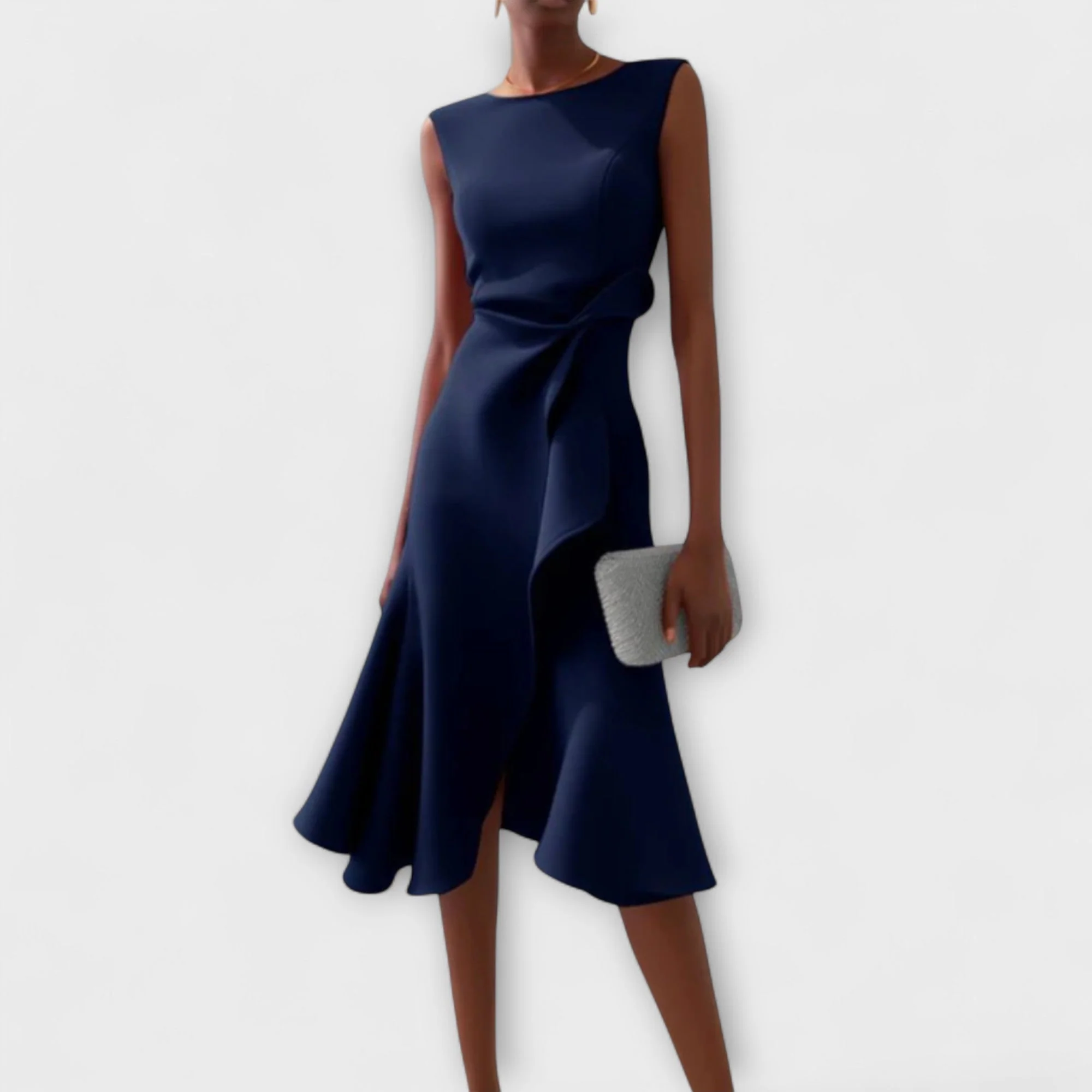 Beatrice Damen Drapiertes Asymmetrisches Midikleid - Image 6