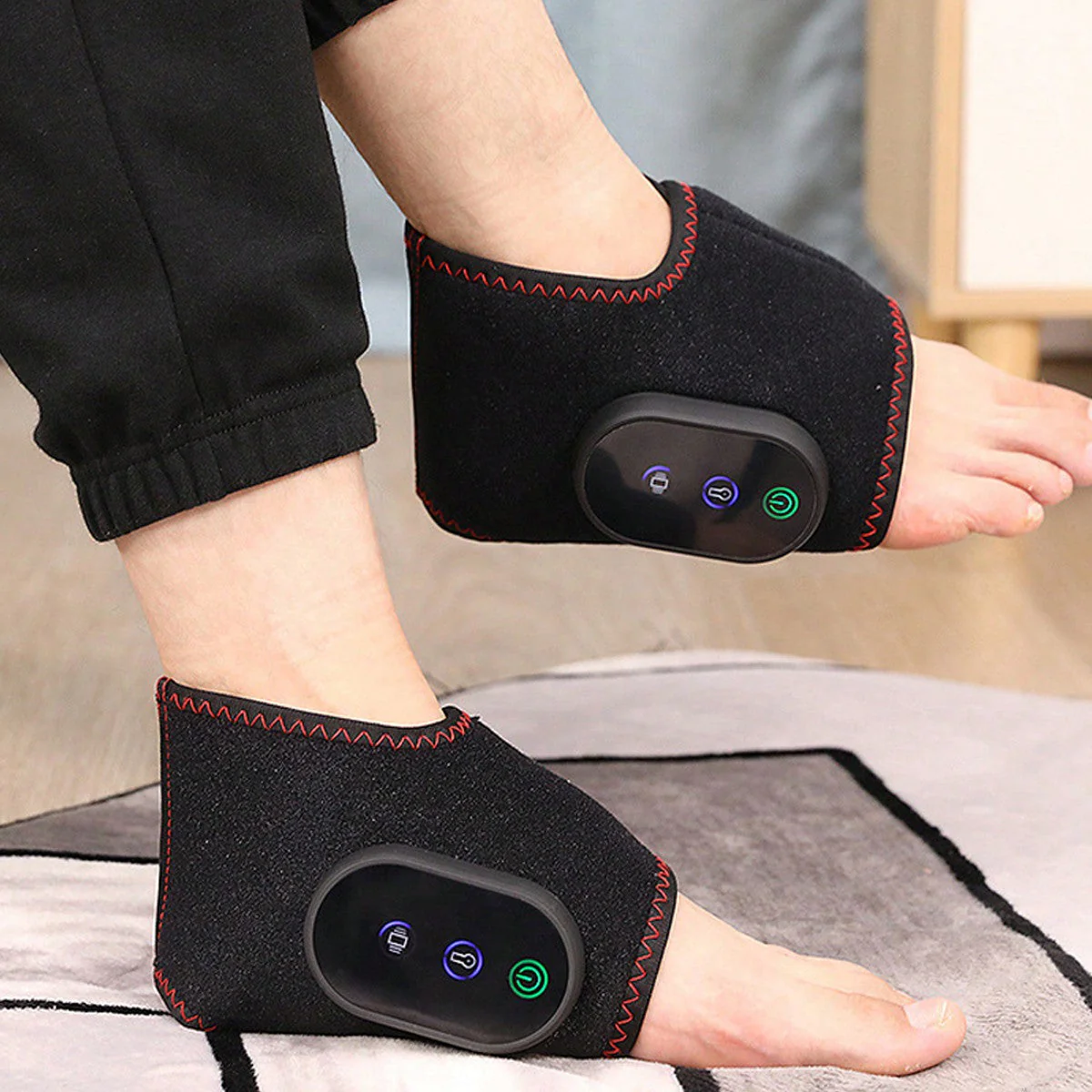 Beinmassagegerät Wärme Kabellos Schwarz Stoff