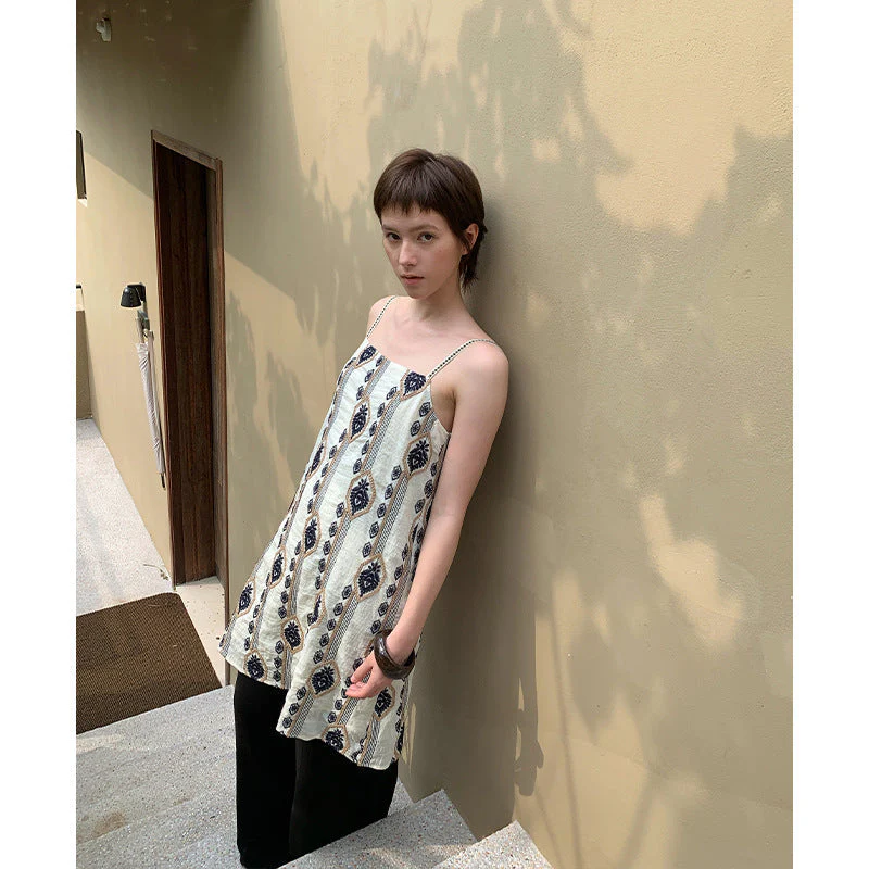 Bernadette-Damen Sommerkleid mit raffiniertem Ethnomuster und Trägern