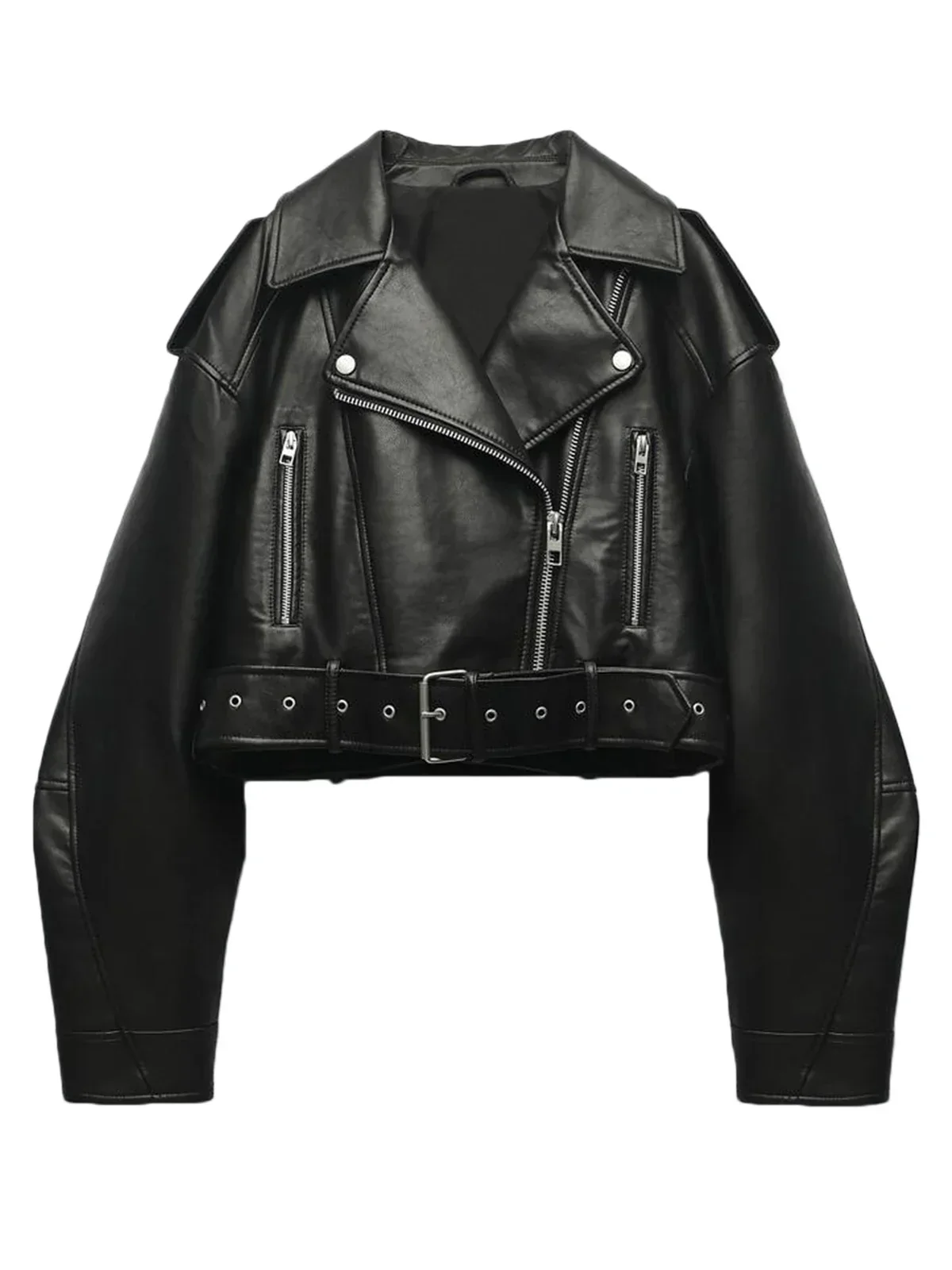 Bikerjacke Damen Kurz | Asymmetrischer Reißverschluss und Brusttaschen - Image 6