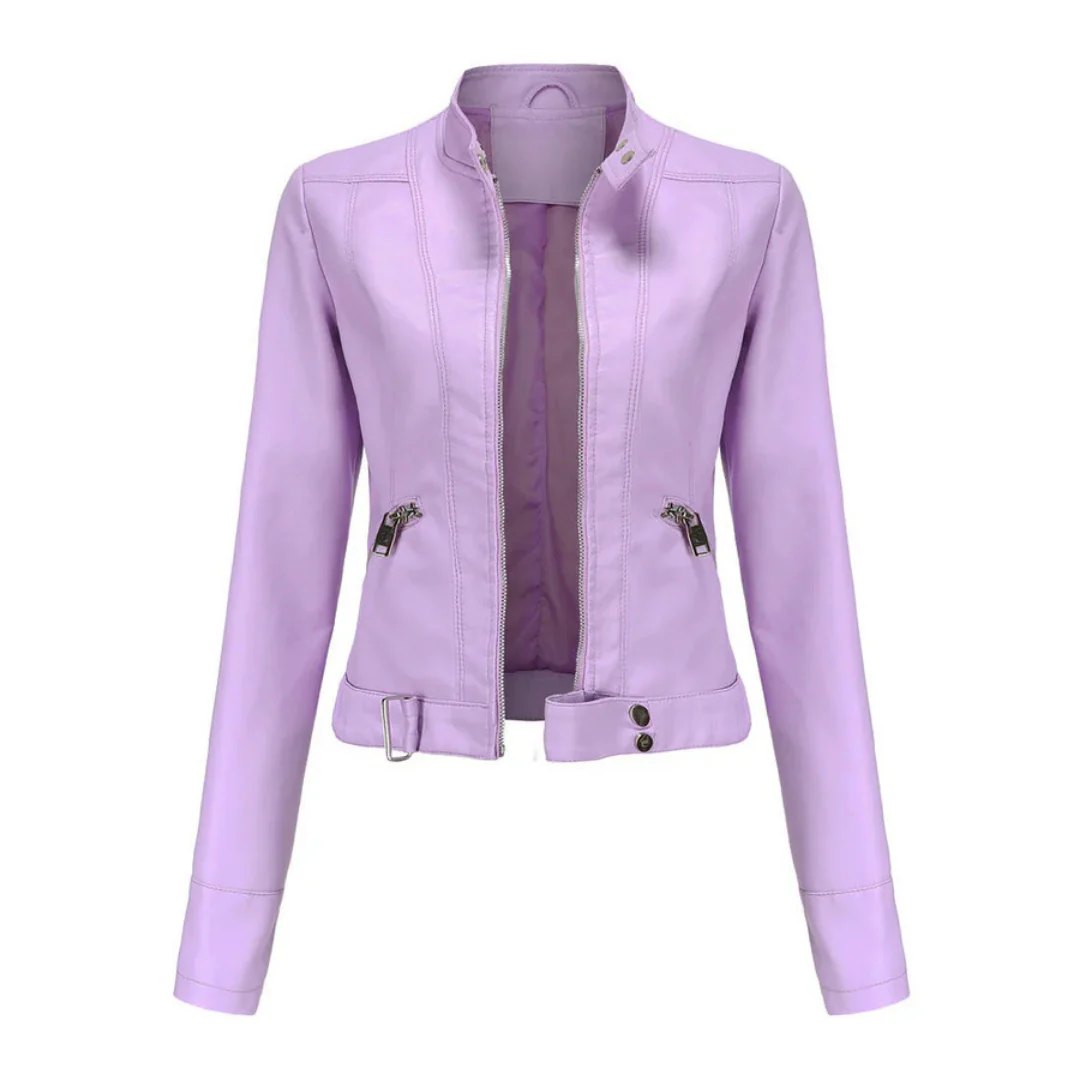 Bikerjacke Damen | Kurz mit Reißverschluss und Seitentaschen - Image 4