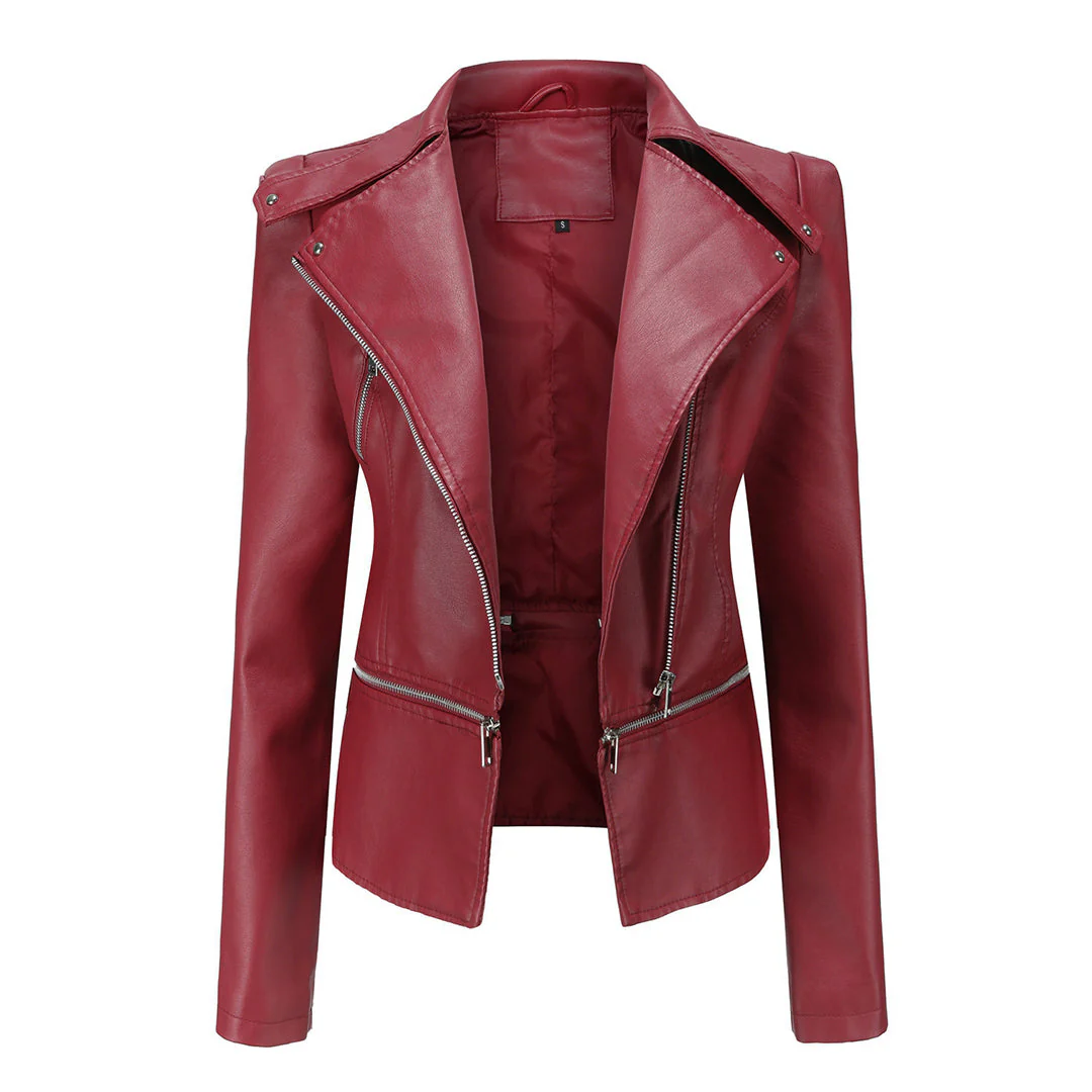 Bikerjacke Damen Slim Fit | Mit Reißverschluss - Image 2