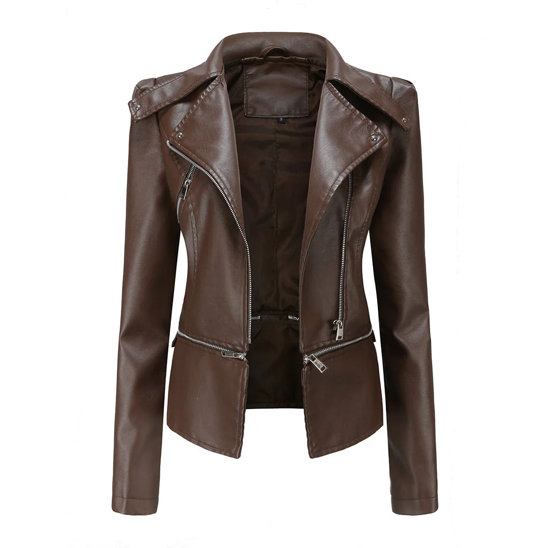 Bikerjacke Damen Slim Fit | Mit Reißverschluss - Image 5