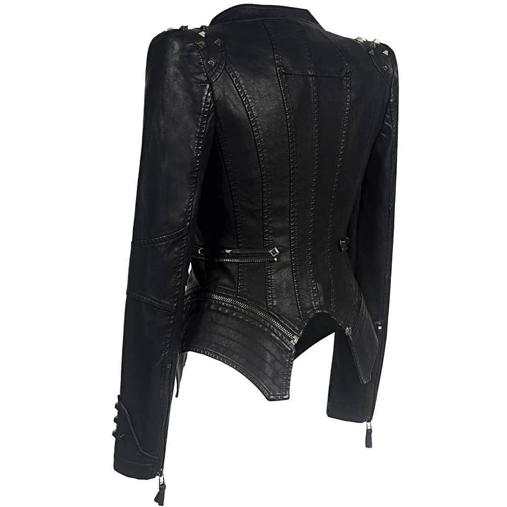 Bikerjacke Damen Slim Fit | Mit Reißverschluss für den Alltag