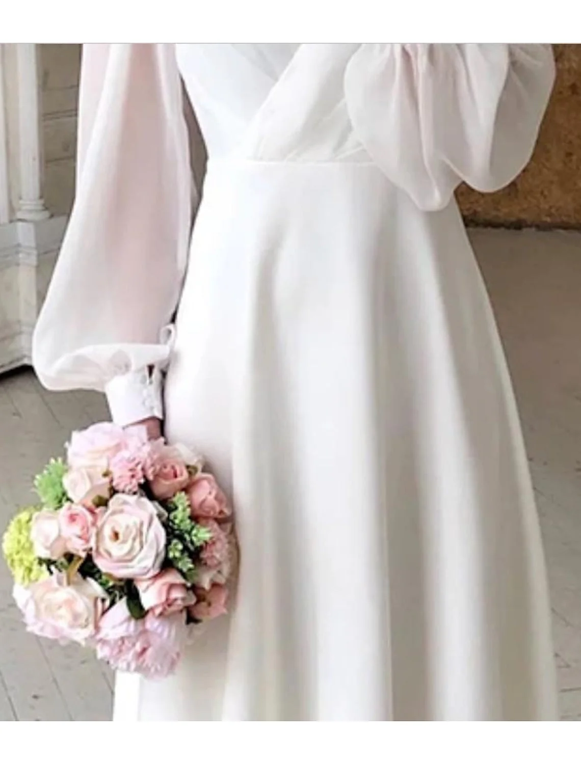 Birgit Damen Klassisches Langarm Fließendes Brautkleid - Image 2