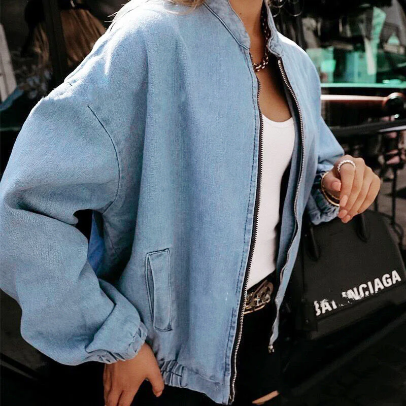Blaue Übergangsjacke für Damen | mit Reißverschluss