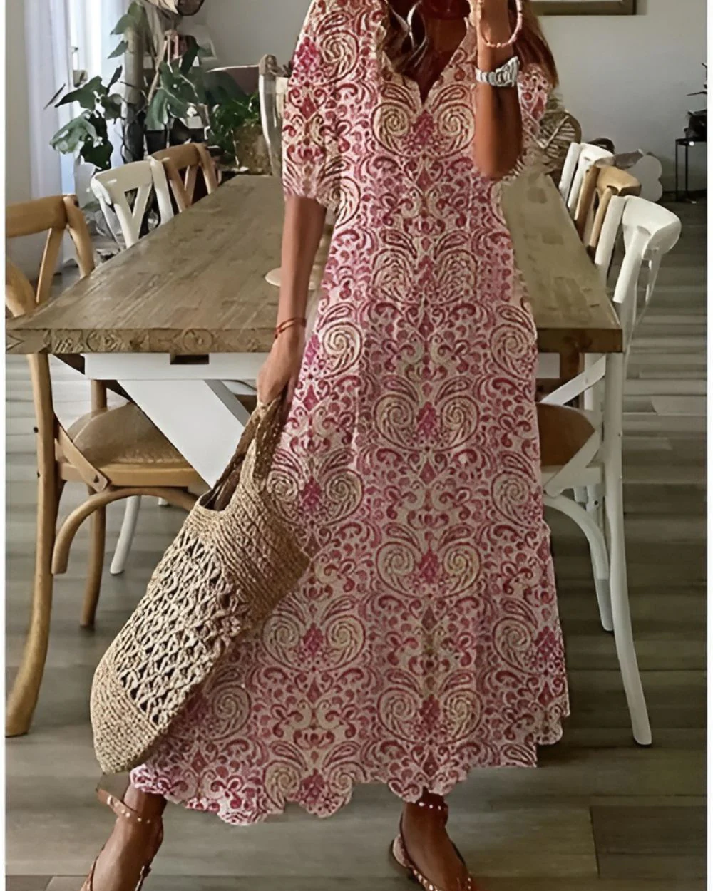Boho Maxi Kleid Frauen - Elegantes Sommermaxikleid mit Fließender Passform und Verspielten Mustern - Image 5