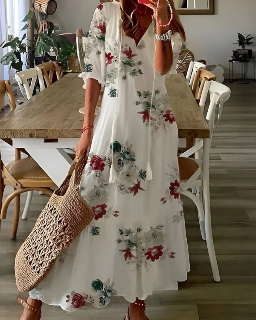 Boho Maxi Kleid Frauen - Elegantes Sommermaxikleid mit Fließender Passform und Verspielten Mustern - Image 8