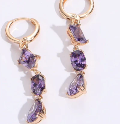Bunte Kristall Damen Ohrringe Gold