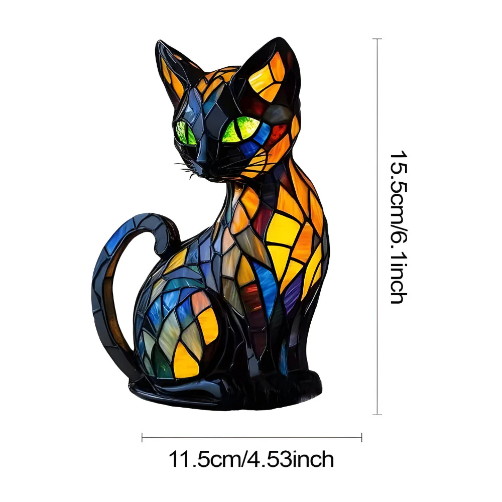 Bunte Mosaik Katzenlampe Handgefertigte Glas Tischleuchte - Image 7