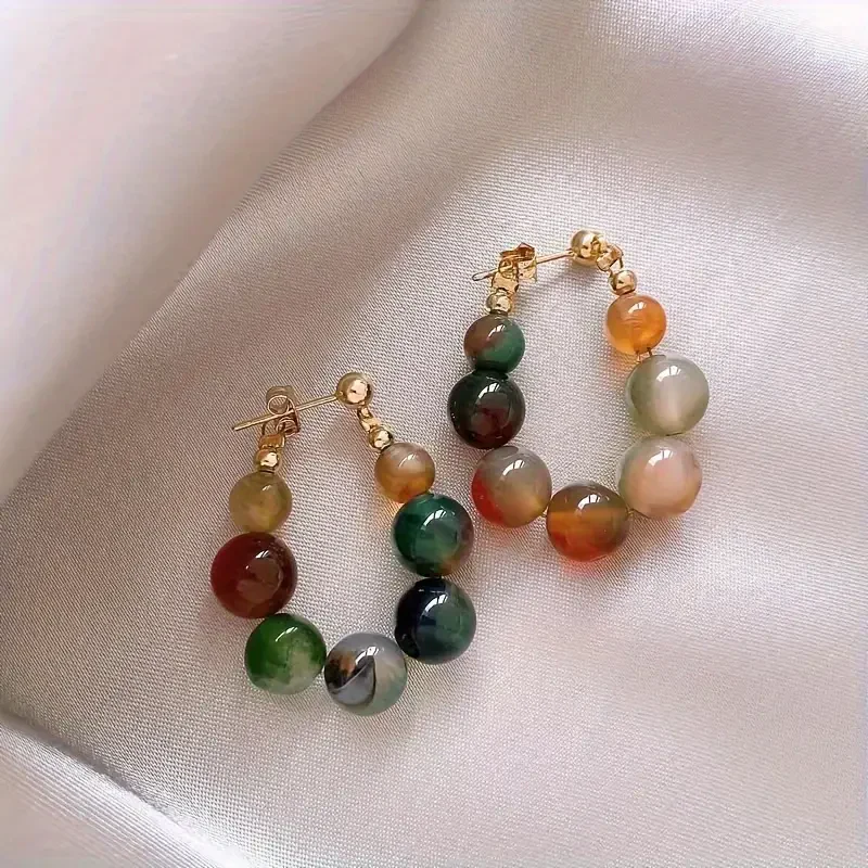 Bunte Steine Hoop-Ohrringe