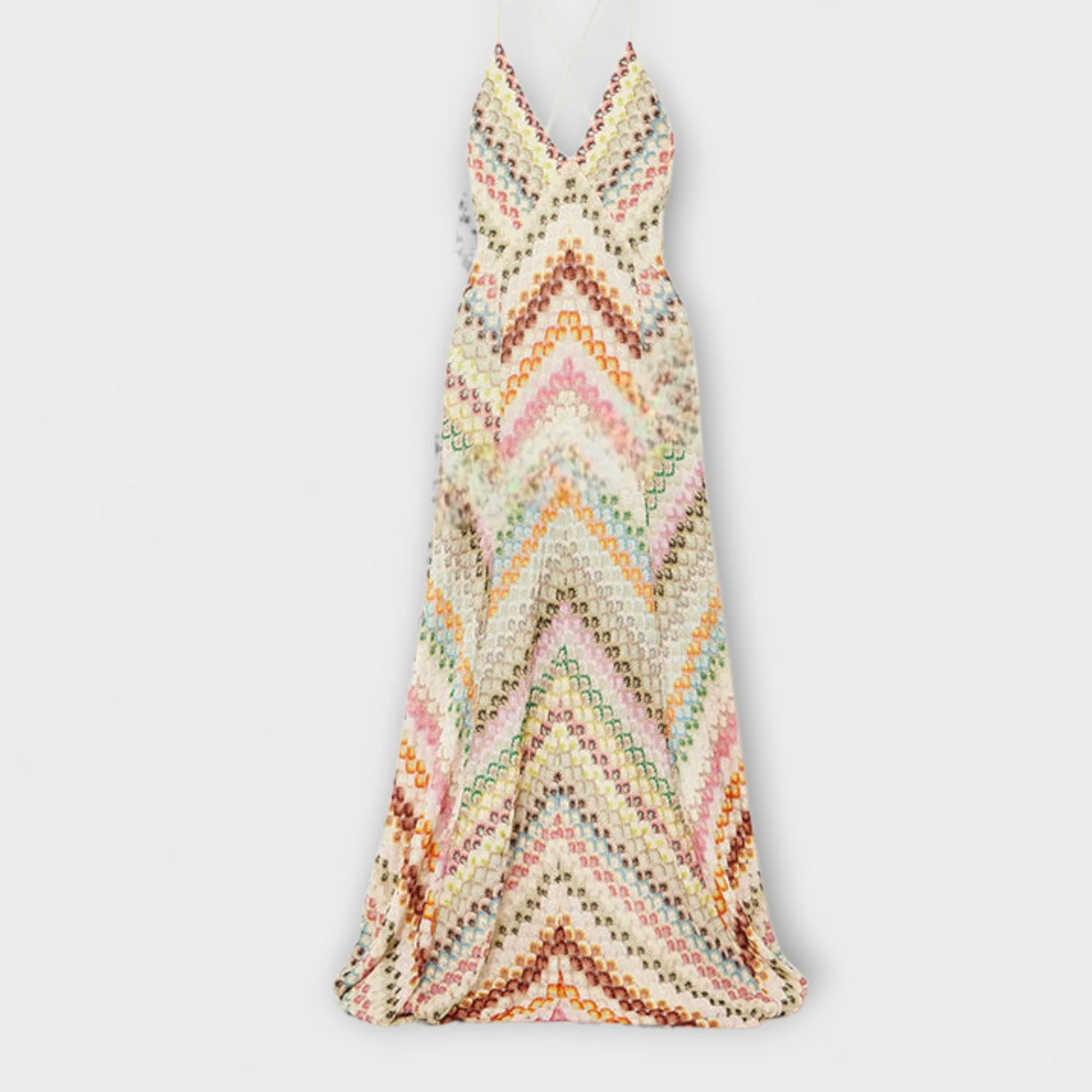 Brigitte | Damen Fischgrätmuster Maxikleid Strick – Strick Maxi Herringbone 2026 - Image 3