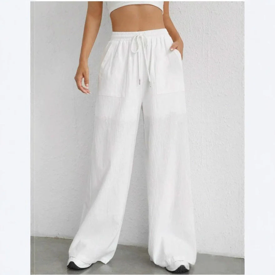 Caterina- Damen weite High Waist Hose mit Oberfläche