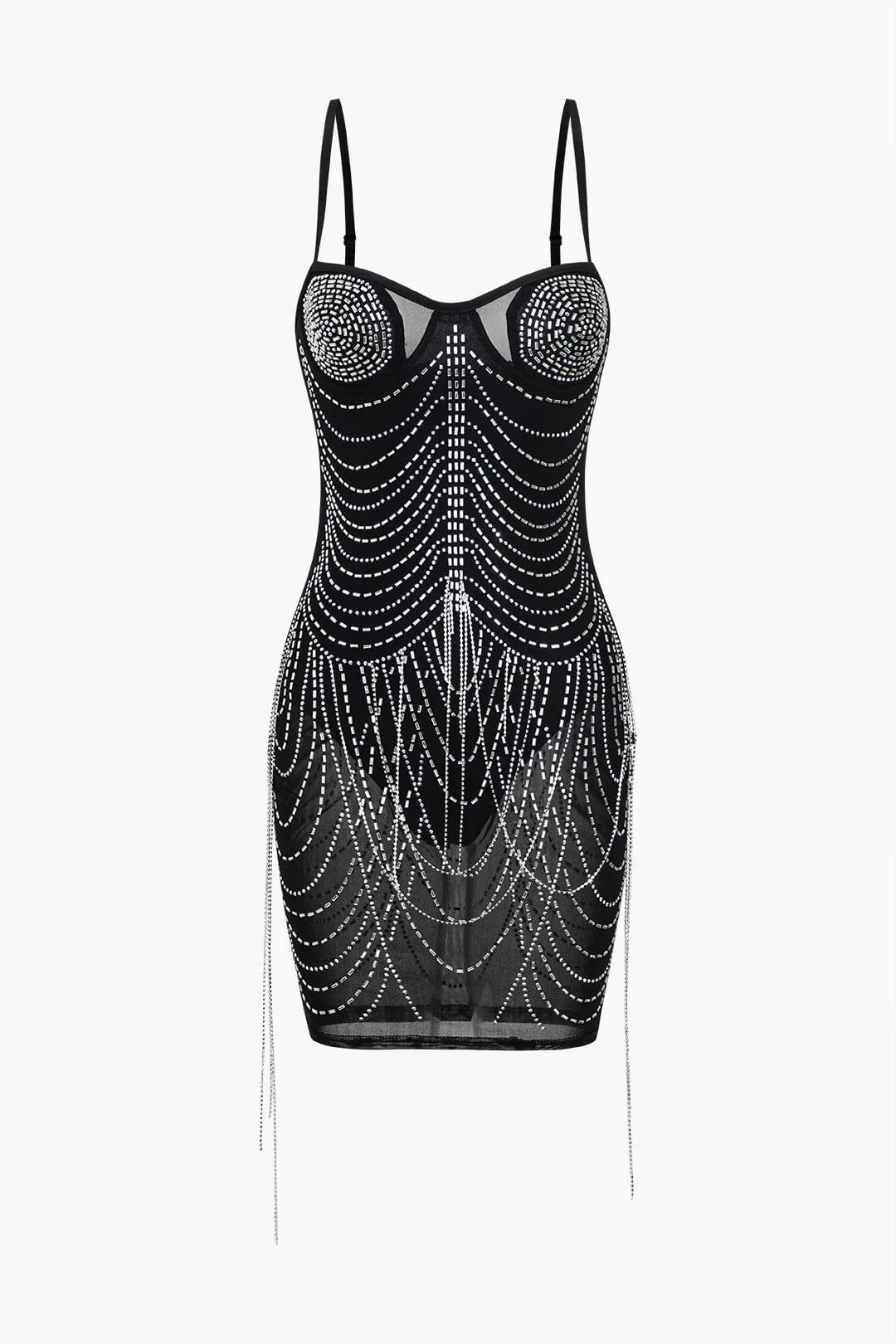 Celeste | Strassverziertes Mesh-Minikleid – Glitzernder Glamour für unvergessliche Nächte