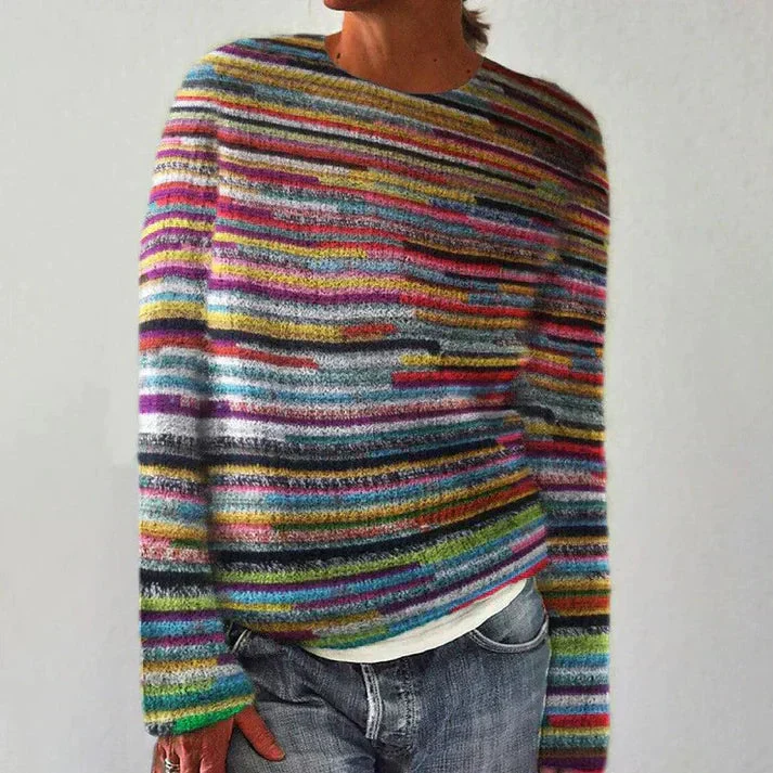 Christina | Bunter Grobstrick pullover aus Baumwolle