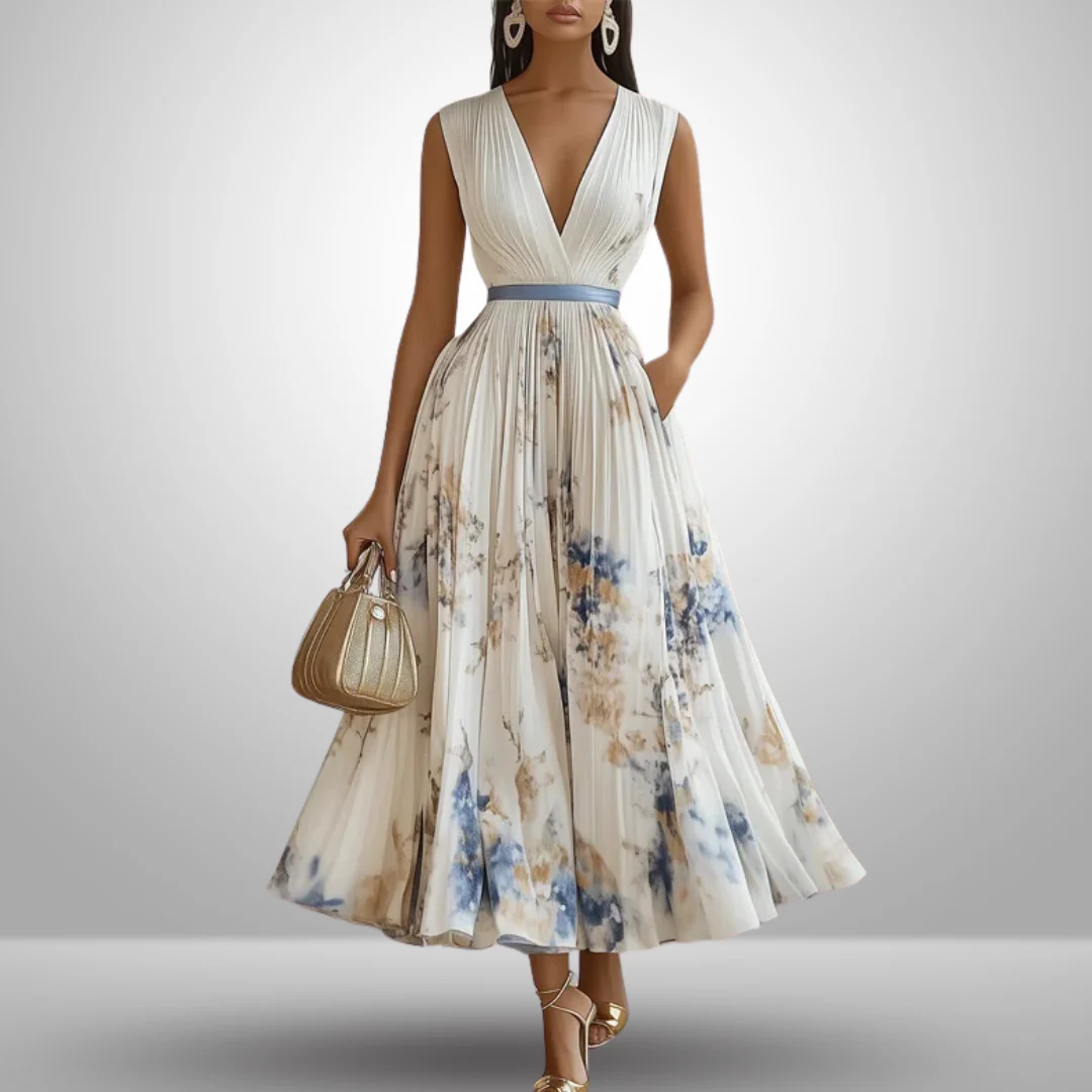 Claudia Damen Fließendes Ärmelloses Sommer Maxikleid