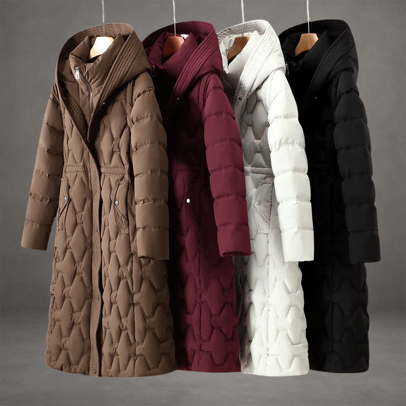 Claudia – Elegant gesteppter Damen Wintermantel mit Kapuze - Image 2