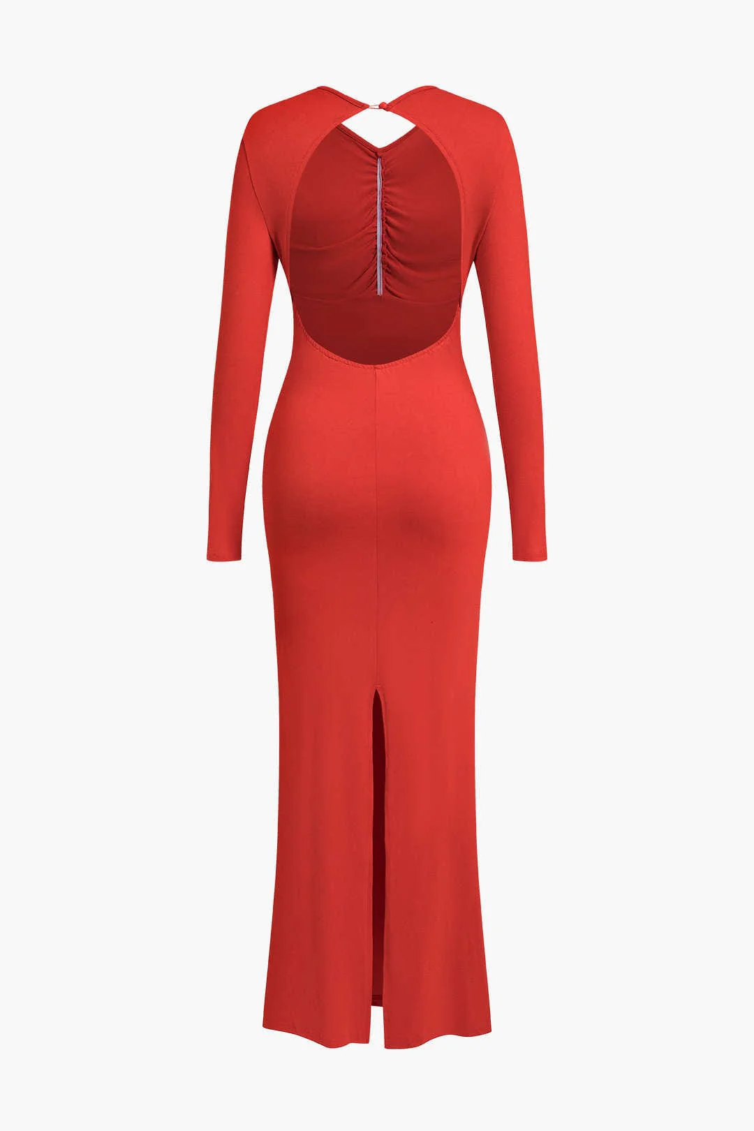 Clothilde | Elegantes Rückenfrei Langarm-Maxikleid mit Blumendetail