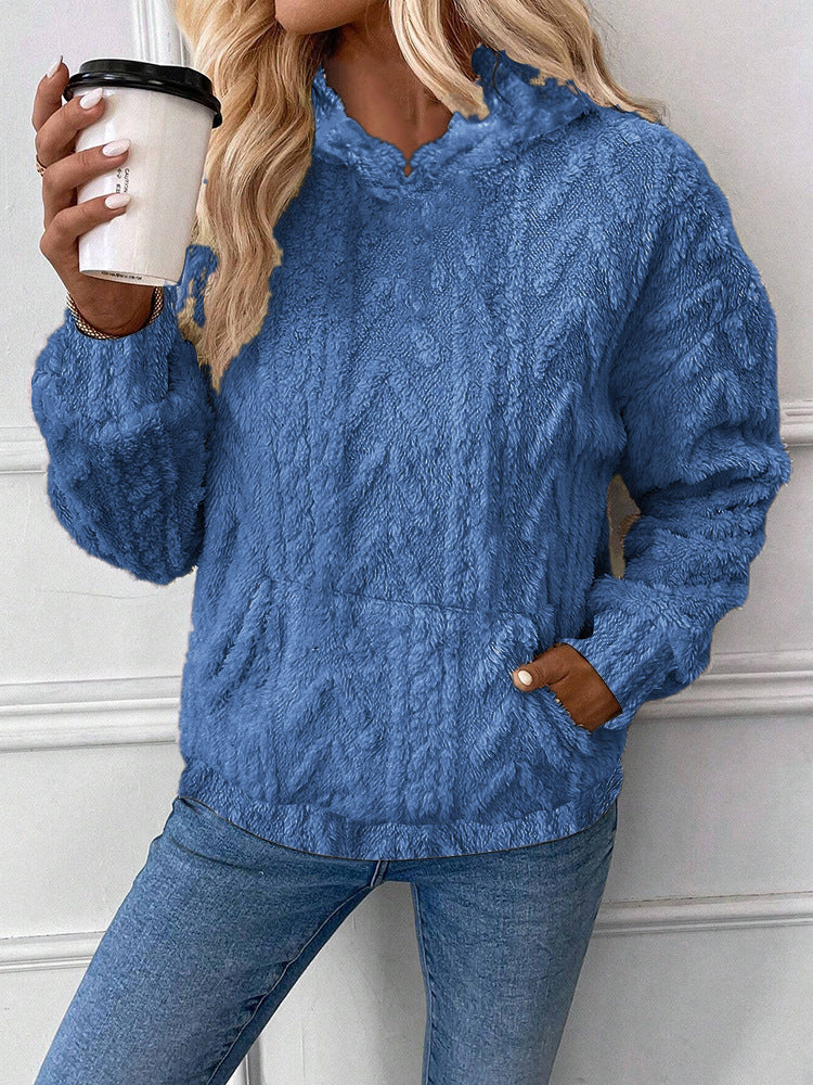 DAME PULLOVER MIT KAPUZE | WEICHER PLÜSCH KOMFORT