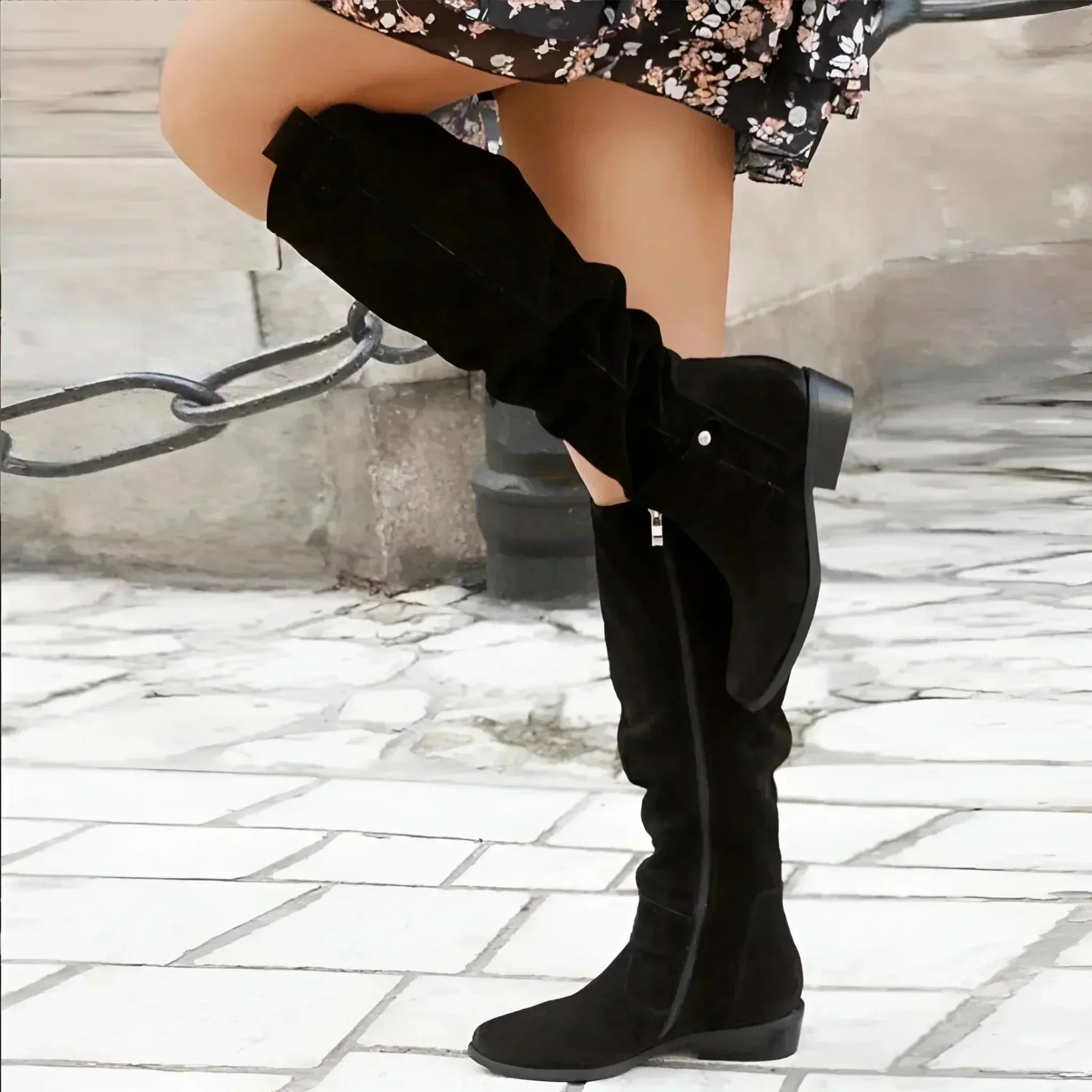 Damen Bequeme Winter Stiefel Overknee Boots Gefüttert - Image 3